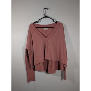 Urban Outfitters women's small rose pink v-neck oversized crop pullover top